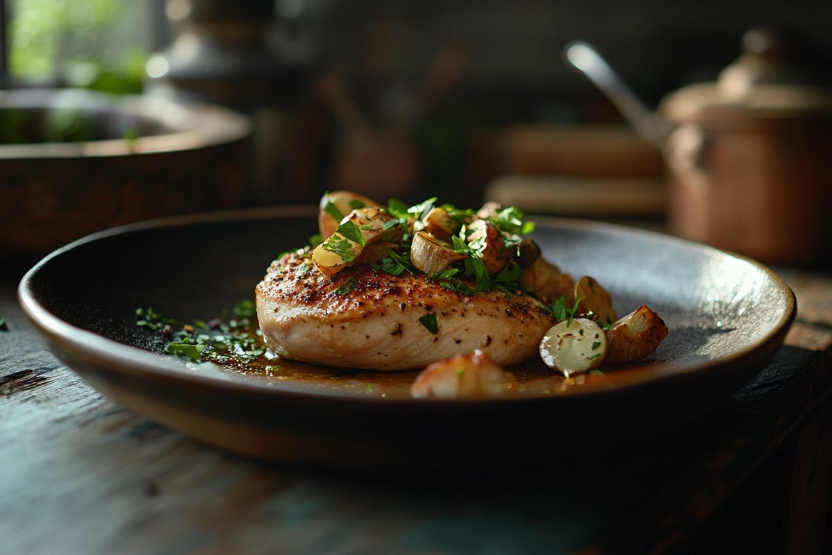 Préparation du Poulet et des Herbes Fraîches